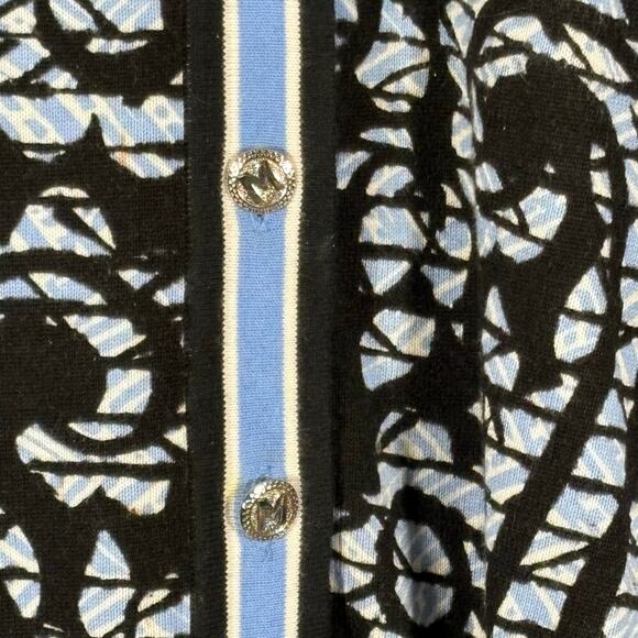 Bob Mackie Wearable Art Cardigan Sweater Woman's Medium Blue White Paisley Soft - Picture 5 of 13